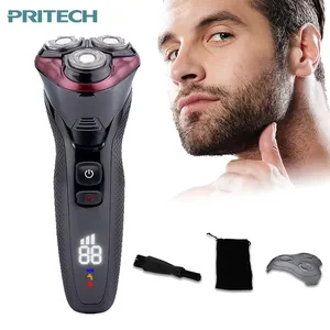 PRITECH IPX6 LCD Display USB Rechargeable Cordless Replaceable Head Turbo Function Electric Shaver