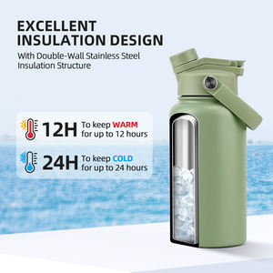 Flacon réutilisable de bouteille d'eau de l'espace isolé sous vide en acier inoxydable de 24oz avec logo personnalisé pour la randonnée, les cadeaux et les cadeaux. - Product Image 5