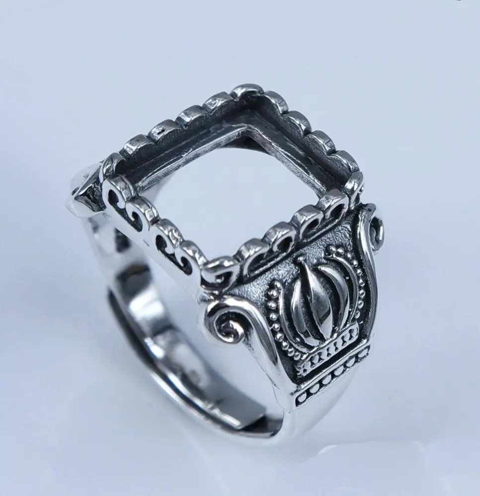 Custom antique real 925 sterling silver adjustable empty ring setting base blank jewelry men women