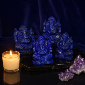 Sculpture artisanale de Ganesh en Lapis Lazuli - Idole du Dieu Ganesha en Cristaux/Pierres Précieuses - Reiki/Chakra/Énergie de Guérison - 2,5 - Product Image 3