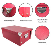 Boîte en papier pliable avec boucle rouge et poignée, grande boîte de rangement, boîte en papier kraft personnalisée, prix raisonnable, boîte en papier bon marché pour le rangement