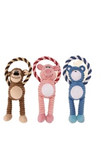 Jouet en peluche pour animaux de compagnie en gros, jouet à mâcher couineur en peluche pour chien avec corde, résistant aux morsures, puzzle de dentition avec motifs ours et singe