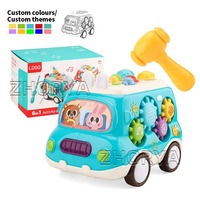 Zhorya - Juguete Montessori 6 en 1, Piano, Juego de Pesca, Juguetes Musicales de Aprendizaje para Niños, Juguete Multifuncional de Autobús para Bebés