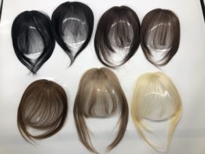 SS LONGFORヘアバングダークブラウンカラー2 # クリップイントッパー、フリンジ付き女性用人毛8インチ3x4ヘアエクステンション3Dバング - Product Image 2