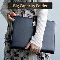 Cartera de negocios de 2 anillos con cierre de metal, carpeta de cuero de imitación A4 personalizada para director, Compendio A4