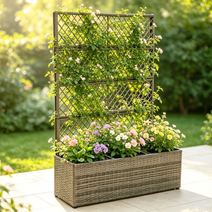 Treillis surélevé avec 3 Pots intérieur extérieur jardin Patio cour Poly rotin <span class=keywords><strong>jardinière</strong></span> Promotion utilisation <span class=keywords><strong>pour</strong></span> plantes grimpantes - Product Image 4