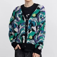 OEM ODM Designer Cardigan Pull Hommes Pull À Tricoter Personnalisé Tricots Jacquard Pull Cardigan Hommes