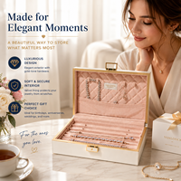 Boîte de rangement à bijoux de luxe grande capacité, étui organisateur de bijoux en cuir avec logo personnalisé et serrure, présentoir pour colliers, bagues et boucles d'oreilles