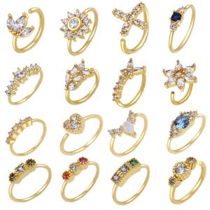 Anneau de nez en or véritable avec cristal naturel et zircon, motif papillon et cœur, en fil de cuivre sans soudure, cadeau de mariage - Product Image 1