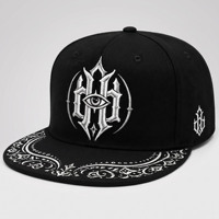 Gorra de Béisbol Personalizada de Alta Calidad, Estilo Gótico Urbano, con Visera Plana y Bordado Blanco en Relieve, OEM ODM