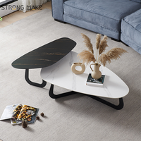 Ensemble de 2 tables basses de luxe en céramique noire modernes pour salon et maison