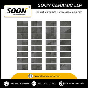 Próximamente: Azulejos de Porcelana Cerámica Negra Brillante para Paredes Exteriores, Imitación Piedra, Diseño Minimalista, Antideslizantes, 9-12mm - Product Image 2