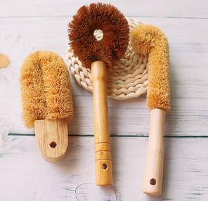 Cepillo de <span class=keywords><strong>madera</strong></span> de sisal de bambú ecológico, cepillo de limpieza de verduras de coco - Product Image 4