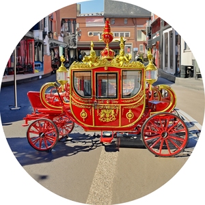 Chariot en or rouge avec statut Royal 8 Horse Draw Carriage Manufacturer Horse Wagon - Product Image 1