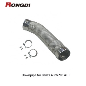 Rongdi 304 SS 1.5มม. ท่อลงแข่งหนาสำหรับ Mercedes-Benz C63S C63 W205 AMG M177 4.0T พร้อมเกราะป้องกันความร้อน - Product Image 3