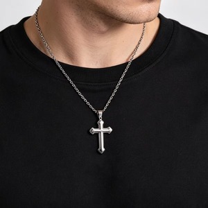 Collar con Colgante de Cruz de 3 Capas de Acero Inoxidable Estilo Punk, para Hombres y Mujeres, Amuleto de Fe Cristiana, Cadena de Metal, Regalo de Joyería - Product Image 6