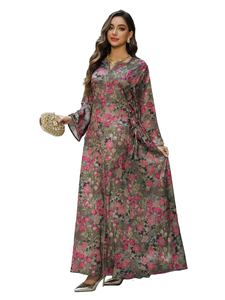 Abaya Musulmana Elegante, Vestido de Verano e Invierno con Estampado y Pedrería, Estilo Oriental, Tela Súper Suave, Ropa para el Hogar - Product Image 1