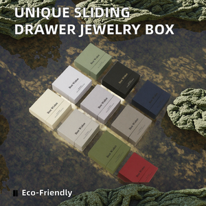 Caja de Joyería de Papel Texturizado Multicolor, Estuche Rígido con Letras Impresas de los Mejores Deseos para Anillos, Collares, Embalaje de Regalos de Boda - Product Image 2