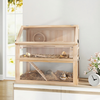 Cage à hamster moderne en bois écologique avec toit ouvrant, rampe et enclos de observation pour petits rongeurs
