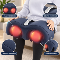 Masseur de genou sans fil bleu marine avec compression d'air, vibration, double chaleur et 4 modes de massage pour la relaxation quotidienne des genoux