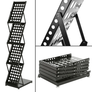 Porte-revues debout au sol en métal poche brochure littérature support support pliable présentoir pour <span class=keywords><strong>librairie</strong></span> - Product Image 4