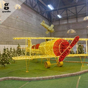 Luz LED de ambiente para paisajes, modelo de vehículo con motivo 3D de avión, decoración temática metálica para festivales a gran escala - Product Image 1