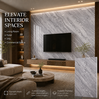 Panel de Pared de PVC con Efecto Mármol Gris MORLENX, Resistente al Fuego e Impermeable, para Renovación de Pasillos de Apartamentos