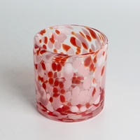 Bougie en verre soufflé à la main en forme de cylindre, motif léopard brun coloré, imitation écaille de tortue