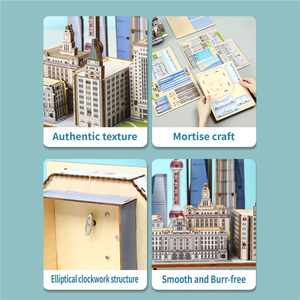 Caja de Música de Madera DIY con Diseño del Horizonte de Shanghái, Rompecabezas 3D de la Torre de la Perla Oriental, Juguete Educativo Creativo de Ensamblaje Coleccionable - Product Image 4