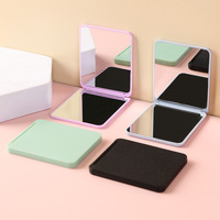 Miroir de poche pliable rectangulaire compact en plastique multicolore pour voyage, avec logo, vente en gros