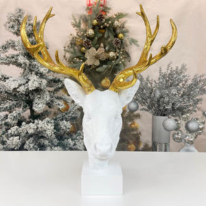 تمثال رأس غزال ذهبي من الراتنج للتعليق على الحائط من ستار كرافت، زينة عيد الميلاد، ديكور منزلي، قلادة للزينة - Product Image 6