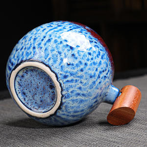 Mug à café en porcelaine créative, tourné au four, avec poignée en bois, grande capacité de 400 ml, compatible lave-vaisselle et micro-ondes, avec plateau inclus pour le bureau - Product Image 4