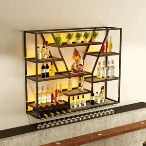 Portabottiglie da Parete Multistrato Personalizzato <span class=keywords><strong>in</strong></span> Acciaio Inox con Luce LED, Design Moderno Industriale per Casa e Ristorante - Product Image 1