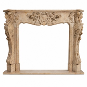 Customized Marble <b>Fireplace</b> Modern Hand Carved Luxury Botticino Classico Marble <b>Fireplace</b> Mantel Marble <b>Fireplace</b> Surround - Product Image 2
