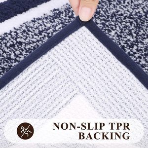 Nuovo <span class=keywords><strong>lavabile</strong></span> antiscivolo assorbente blu marino Extra morbido arruffato tappeti da <span class=keywords><strong>bagno</strong></span> set di servizi igienici pavimento doccia moquette - Product Image 4