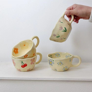 Nordic Creative Luxury Handmade Coffee <b>Mugs</b> Exquisite Bulk Ceramic Flowers <b>Mug</b> With Handle Home Accessories - Product Image 3
