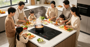 Table de cuisson à induction double zone, 2 brûleurs, <span class=keywords><strong>cuisinière</strong></span> électrique encastrable, plaque vitrocéramique avec commande tactile par capteur - Product Image 4
