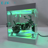 Boîte d'exposition LED pour figurines avec base rotative, fabriquée sur mesure en acrylique par l'usine DSP Vietnam.