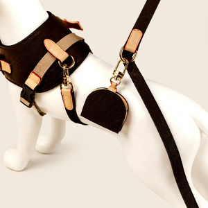 Luxury Dog <b>Harness</b> Set with Leash and Pouch Adjustable Pet Walking Set Wholesale Ready Stock OEM Private Label Supplier - Product Image 1