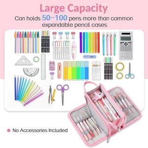 Grand étui à crayons grande capacité 3 compartiments Portable plastique fermeture éclair mignon esthétique calendrier organisateur pour adolescentes - Product Image 3