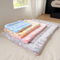 Tapis de couchage pour animaux de compagnie en flanelle épaisse et daim, avec logo personnalisé, bords surpiqués, anti-boulochage, rembourrage en coton, toutes saisons, usage domestique, vente en gros