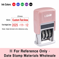 Tampon encreur Lizao Text Date, en plastique, rectangulaire, personnalisable, avec date, mois et année réglables, pour le bureau et les enseignants