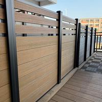 Valla de WPC de teca, valla de privacidad sólida para jardín, paneles de valla compuesta para exteriores, poste de aluminio, impermeable, fácil de instalar, valla de madera