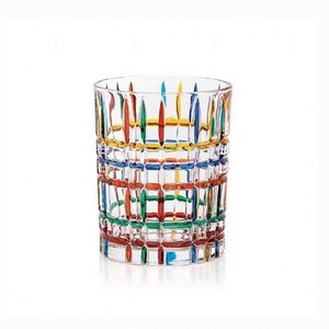 Retro Glass Cup Reflects Rainbow <b>Light</b> Italian Blingbling Hand-Painted Square Lattice Woven Water Cup - Product Image 5