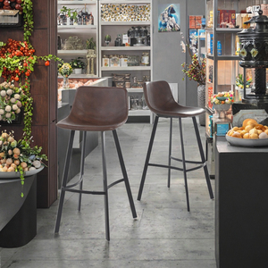 LU Tabouret haut commercial moderne en acier inoxydable pour l'extérieur Chaise en cuir personnalisable Dossier de loisirs Salon Hôtel Salle à manger - Product Image 3