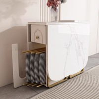 Ensemble de table à manger d'angle en marbre pliable et peu encombrant Foshan avec 2 chaises métalliques pour salle à manger, maison, appartement