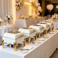 Mini-plat chauffant de luxe blanc et or 6L pour mariages haut de gamme, pâtisseries et petits buffets