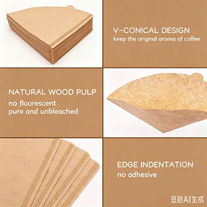Filtres à café coniques, filtres à café en papier jetables, filtres en papier naturel pour cafetière et machine à café 100 pièces - Product Image 2