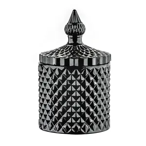 玻璃罐黑色独特的蜡烛制作与盖子