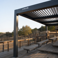 Pergola en aluminium Jiake 6063-T5 avec toit à lames motorisées pour terrains de rodéo, jardins, patios, gazebos extérieurs, pavillons et terrasses